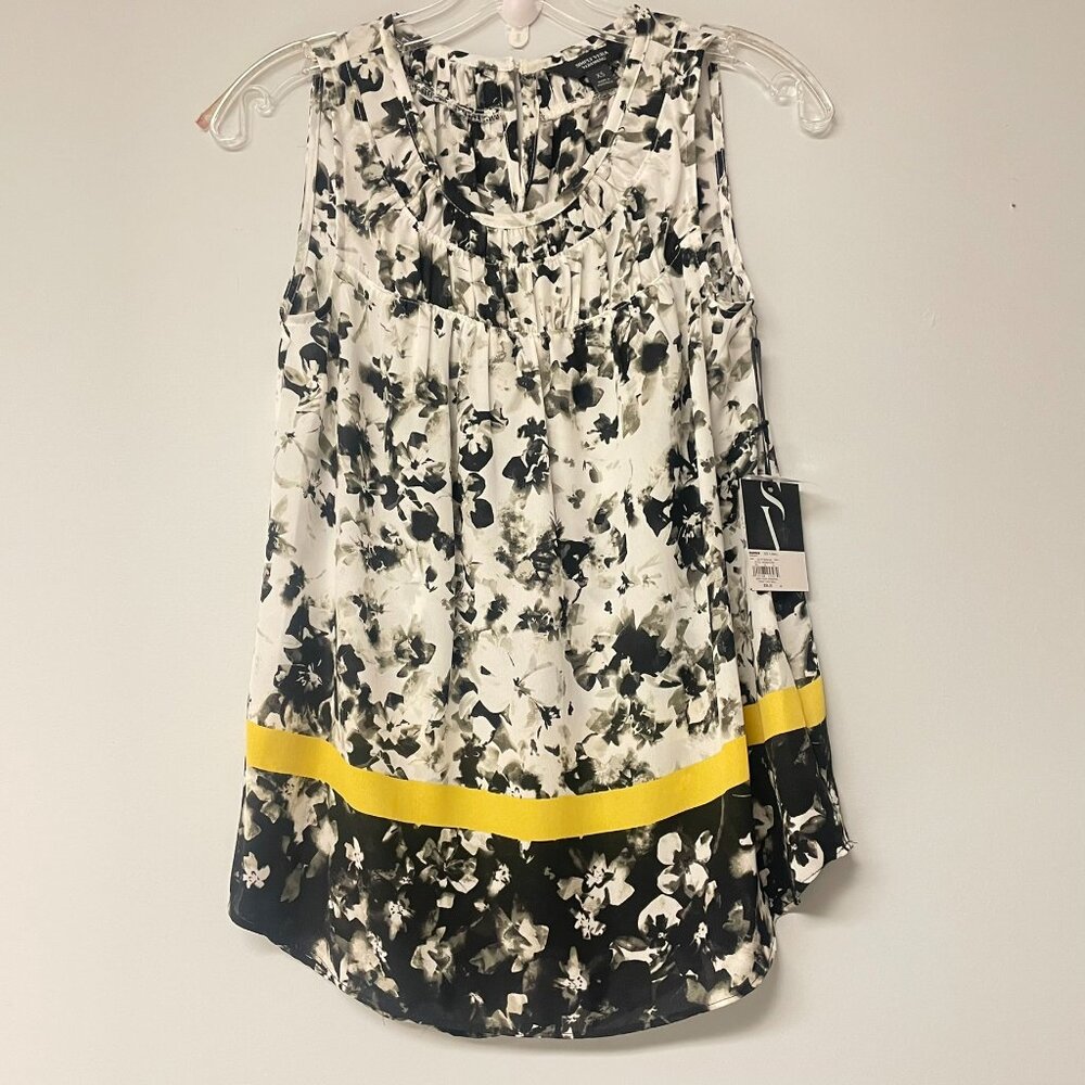 Simply Vera Vera Wang NWT Womens XS Dressy Sleeveless Blouse Sheer Floral Print